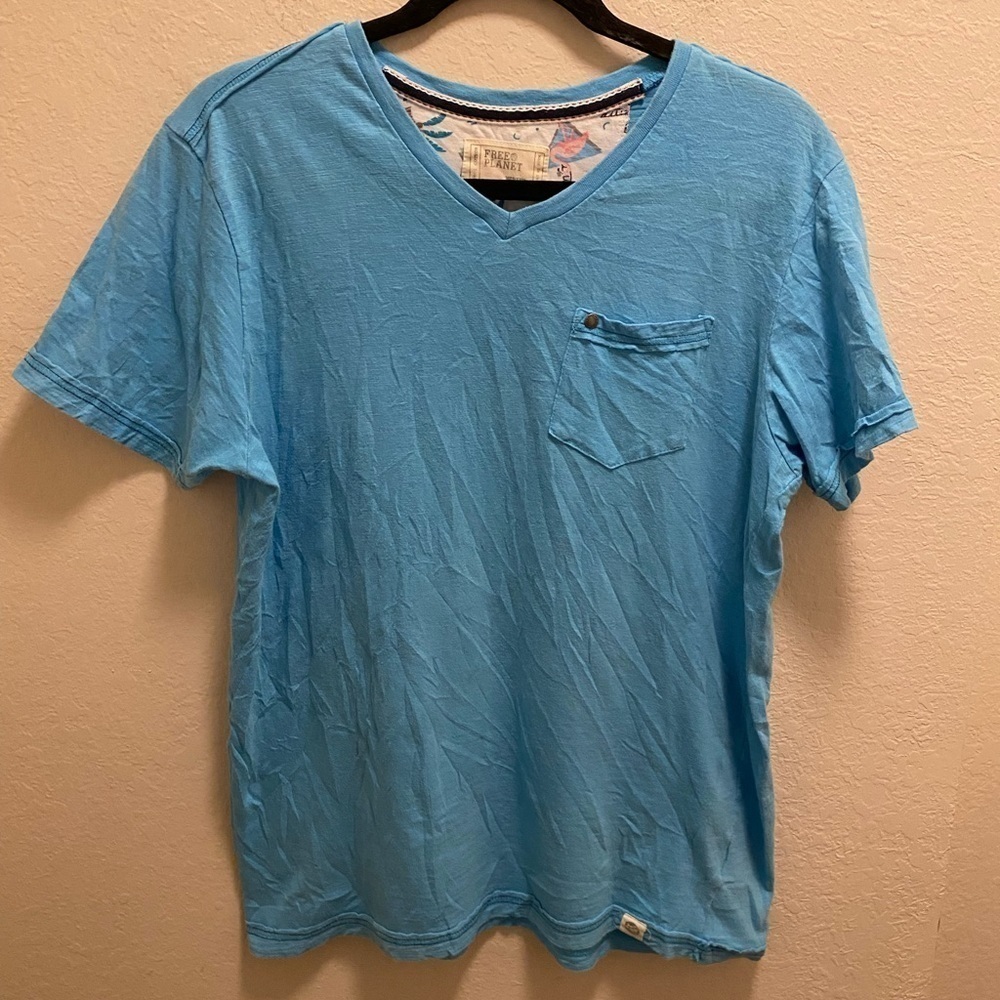Free Planet Blue V-Neck T-Shirt
